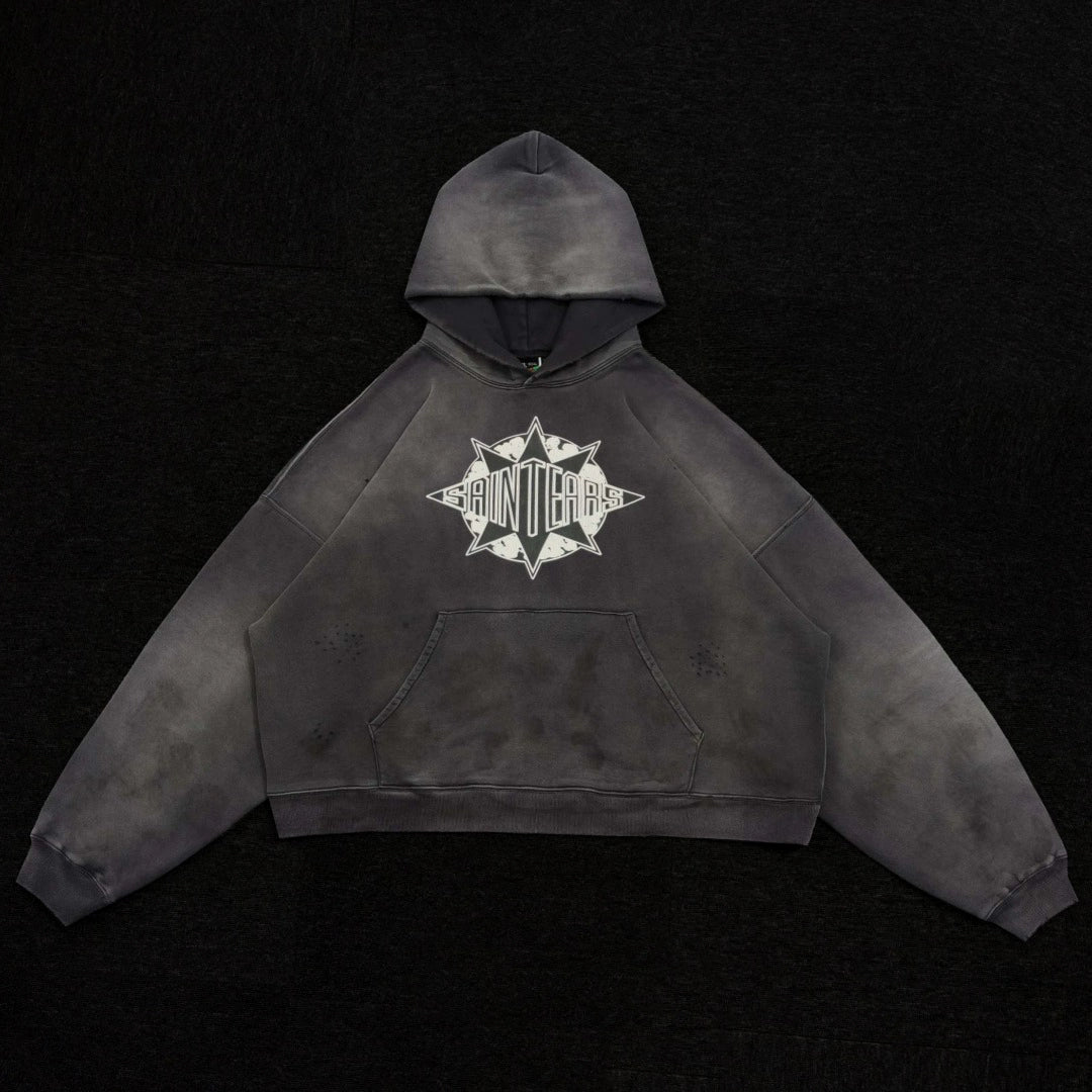 SAINT TEARS PENTAGRAM OLD WASHED HOODIE