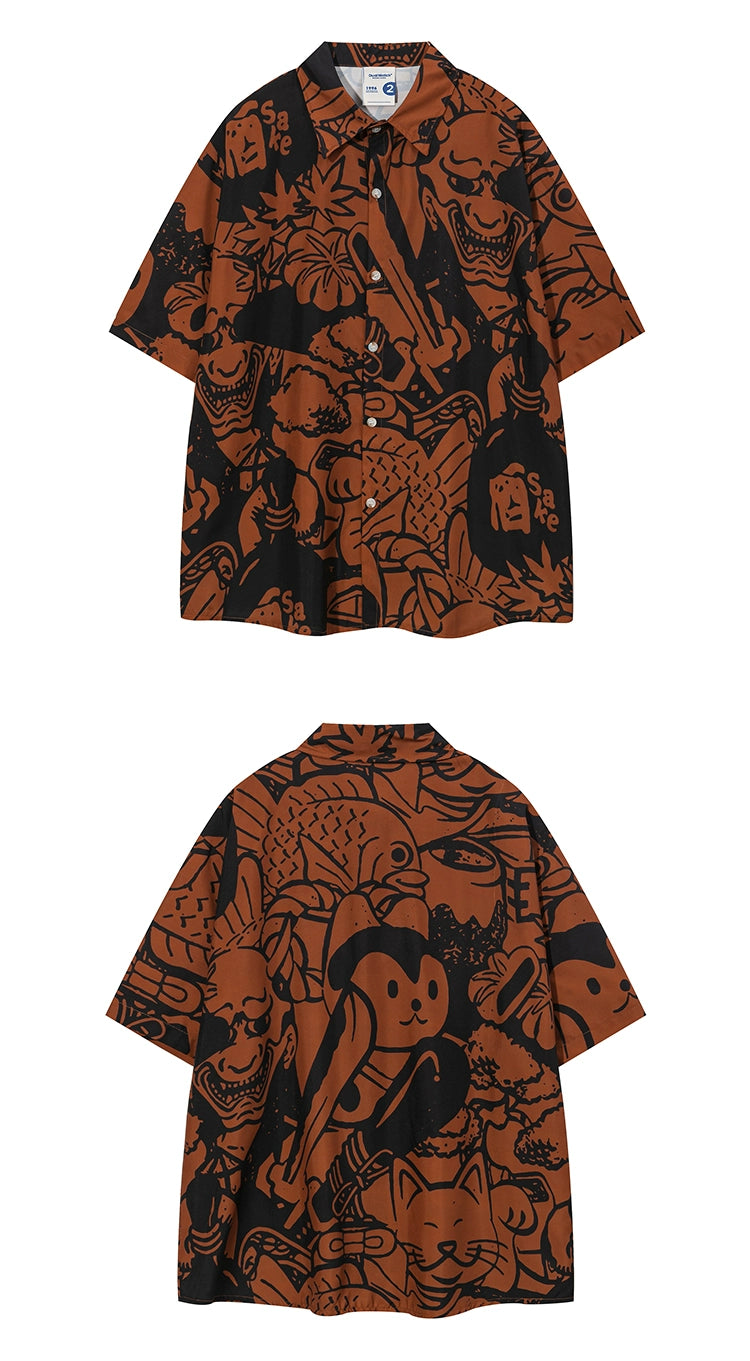 NUBI 'Bald Samurai' Japanese manga Short-sleeve Shirt