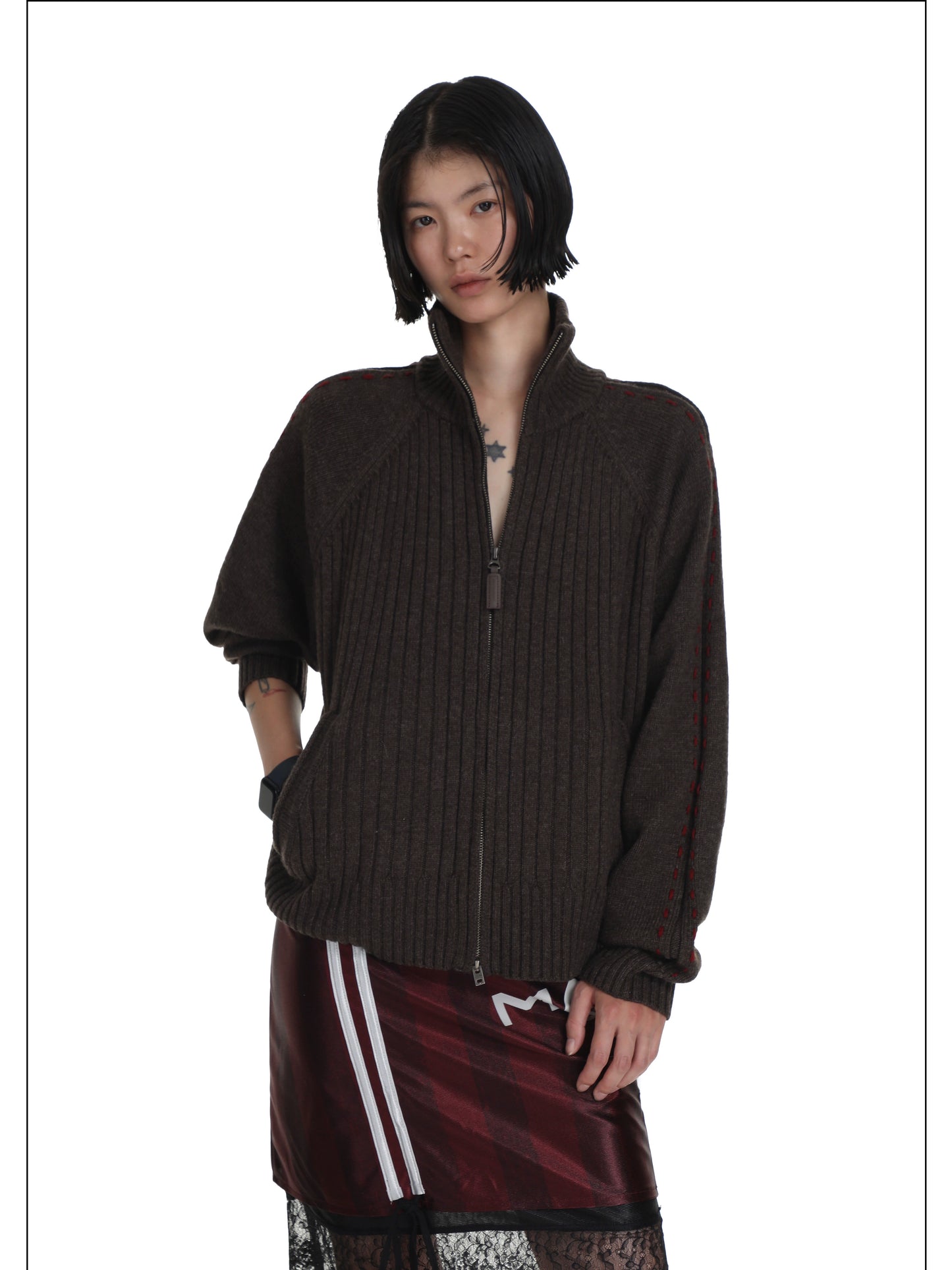 MASONPRINCE 90 Sport-patch Wool Sweater Cardigan