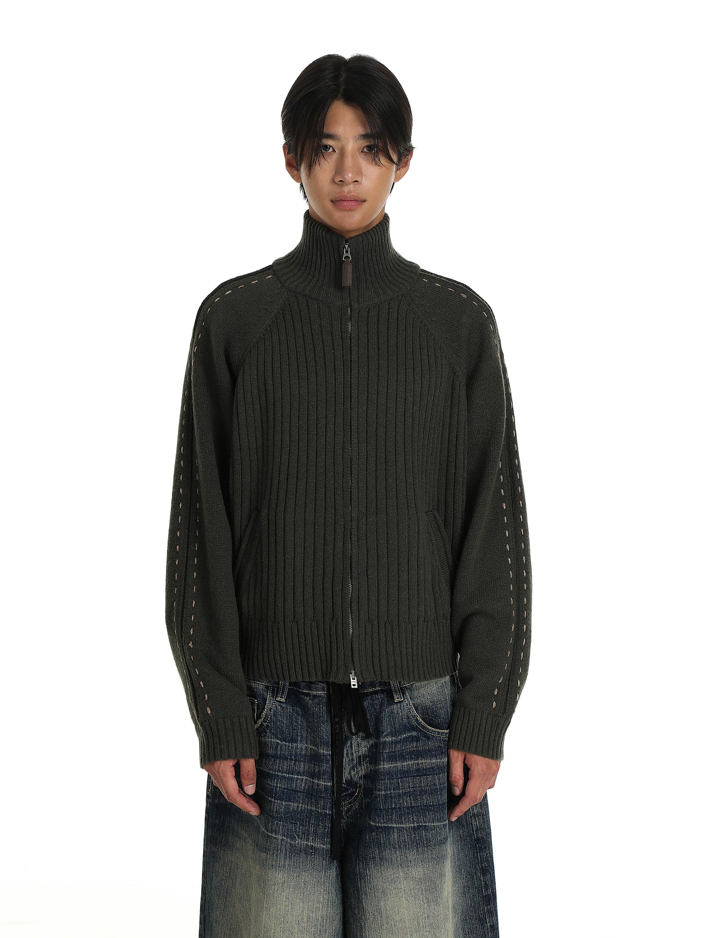 MASONPRINCE 90 Sport-patch Wool Sweater Cardigan
