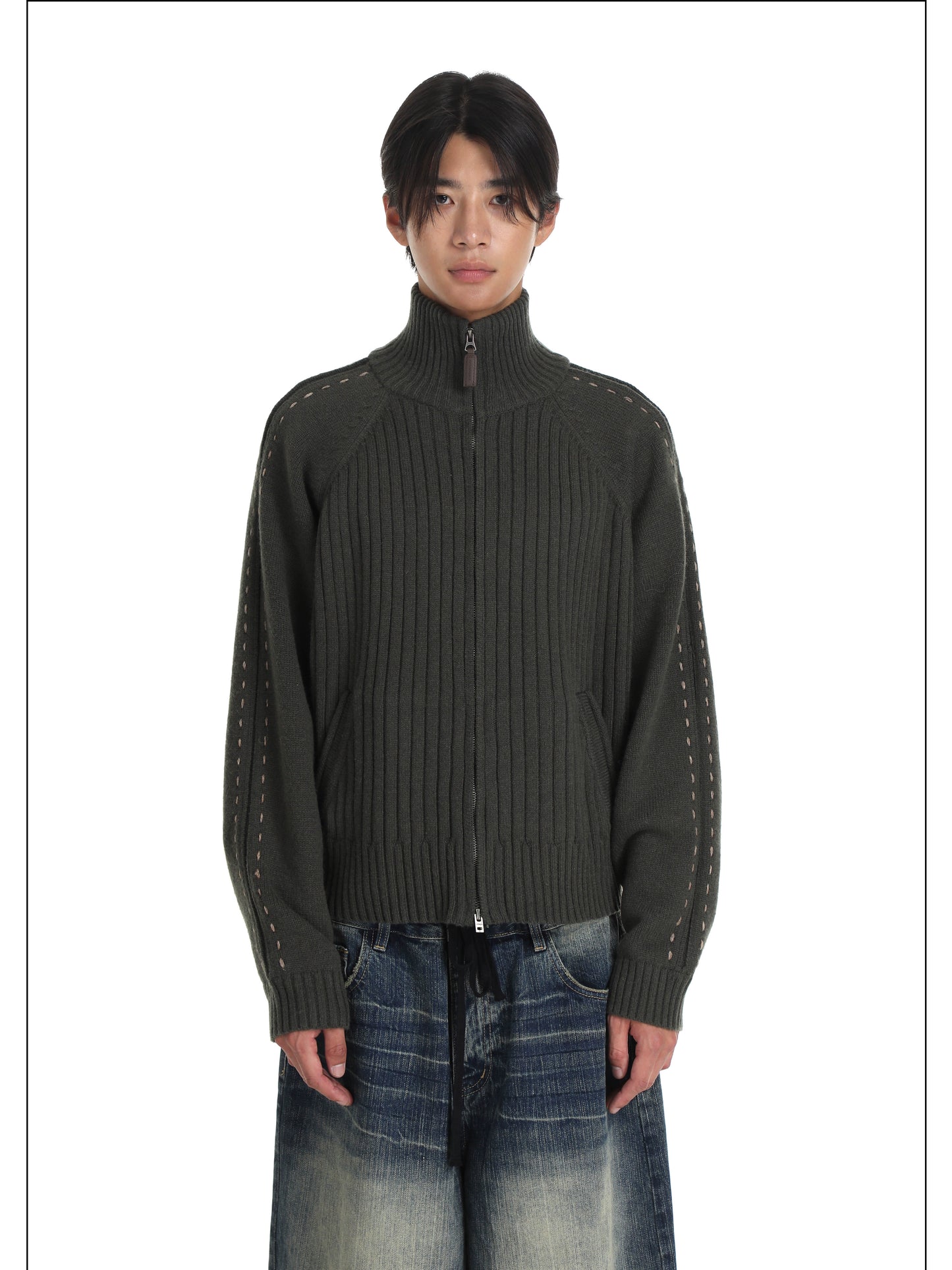 MASONPRINCE 90 Sport-patch Wool Sweater Cardigan