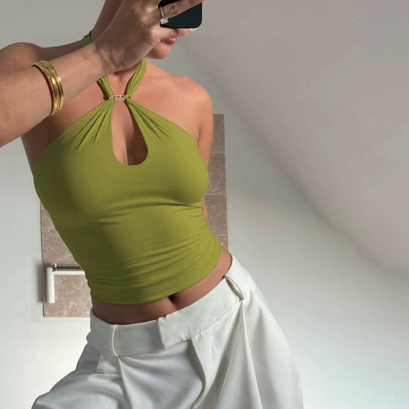 Beebe Knot-Front Halter Neck