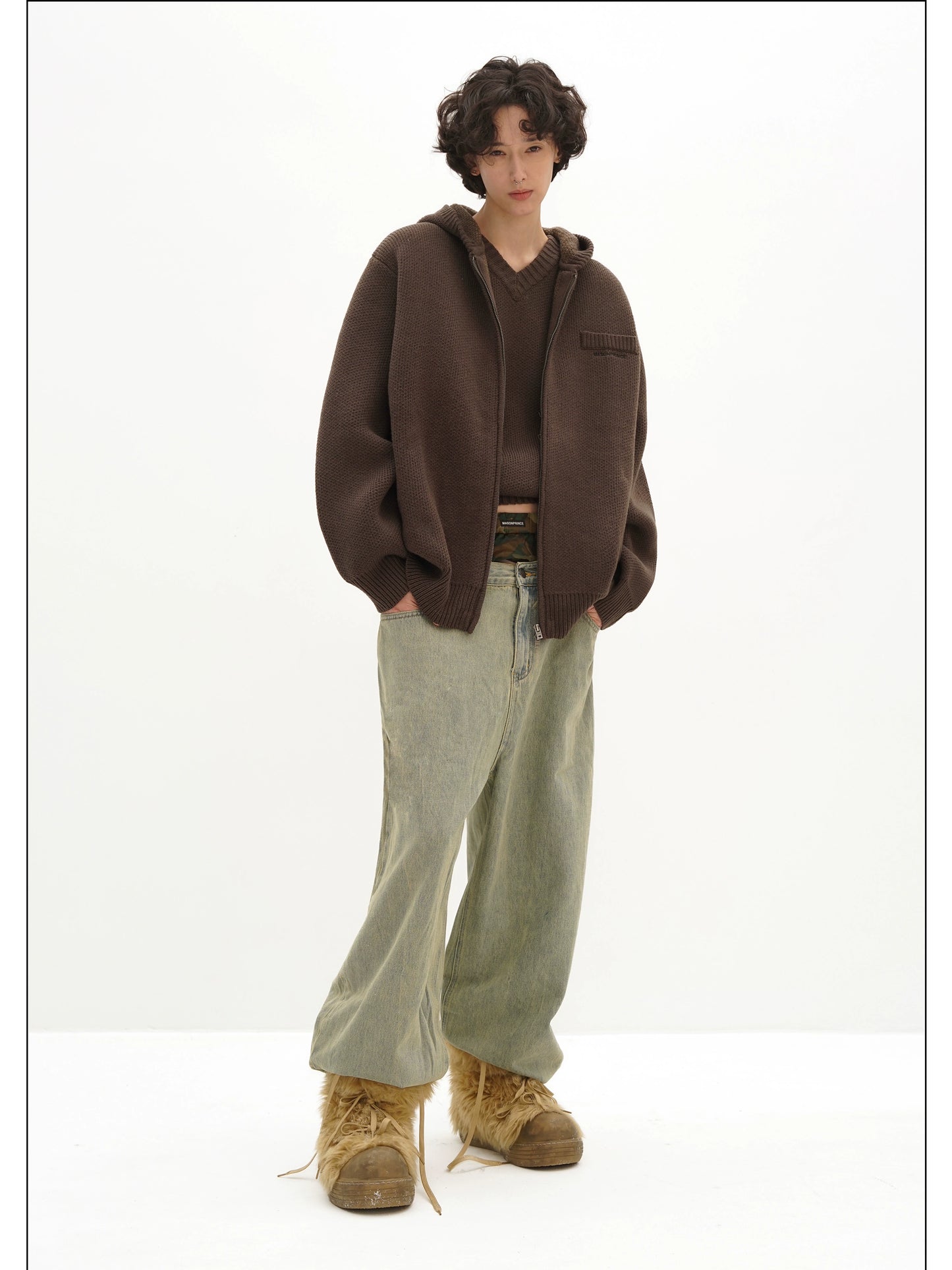 MASONPRINCE Self-Heating Hooded Zipper Cardigan