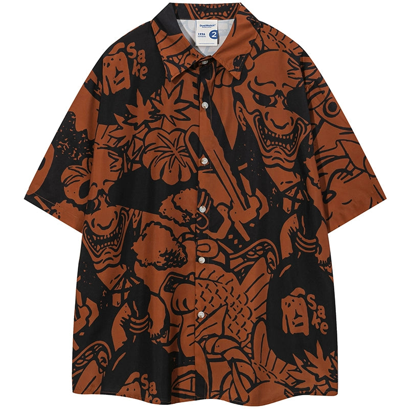 NUBI 'Bald Samurai' Japanese manga Short-sleeve Shirt