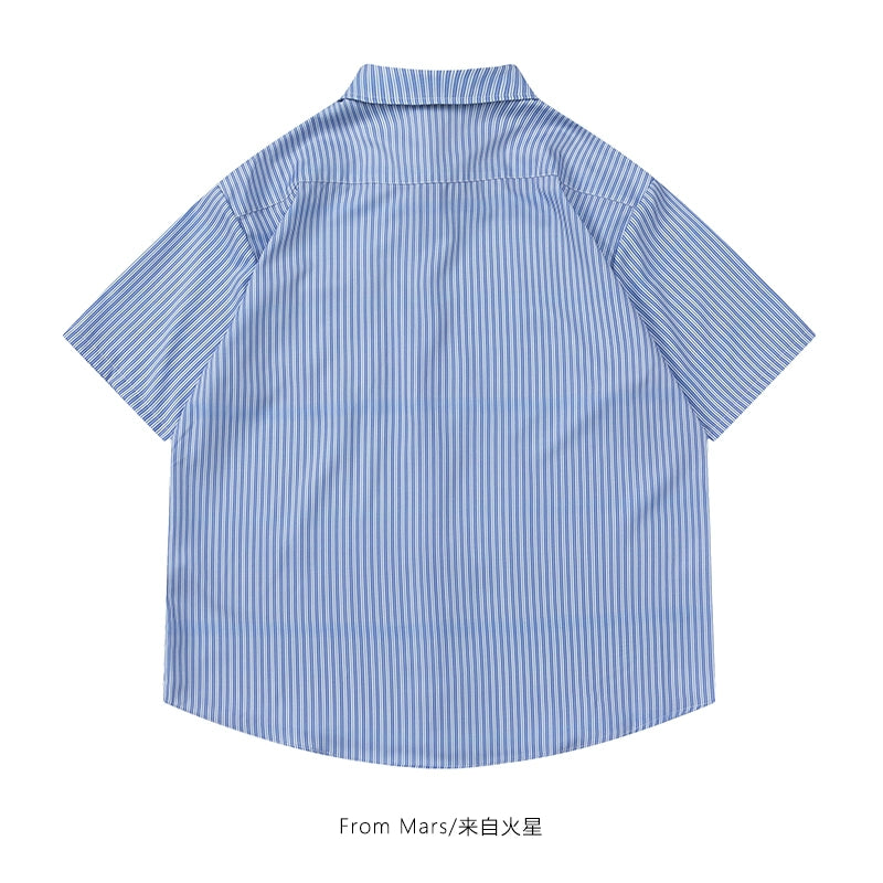 NUBI 'Yonsei' Vertical stripe S/S Shirt