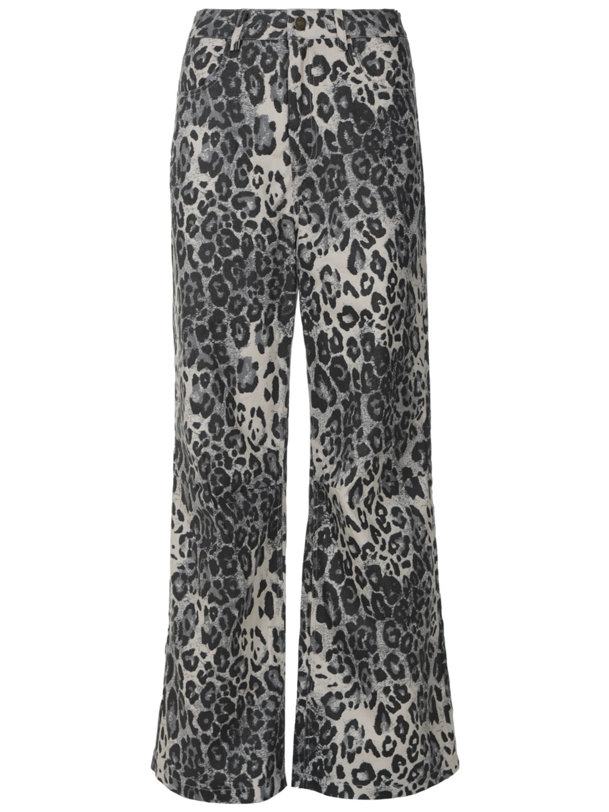 WOMEN LEOPARD PRINT POCKET LOOSE CASUAL JEANS