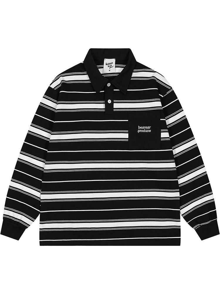 BEAREAR PRODUCE Black Collar L/S T-shirt