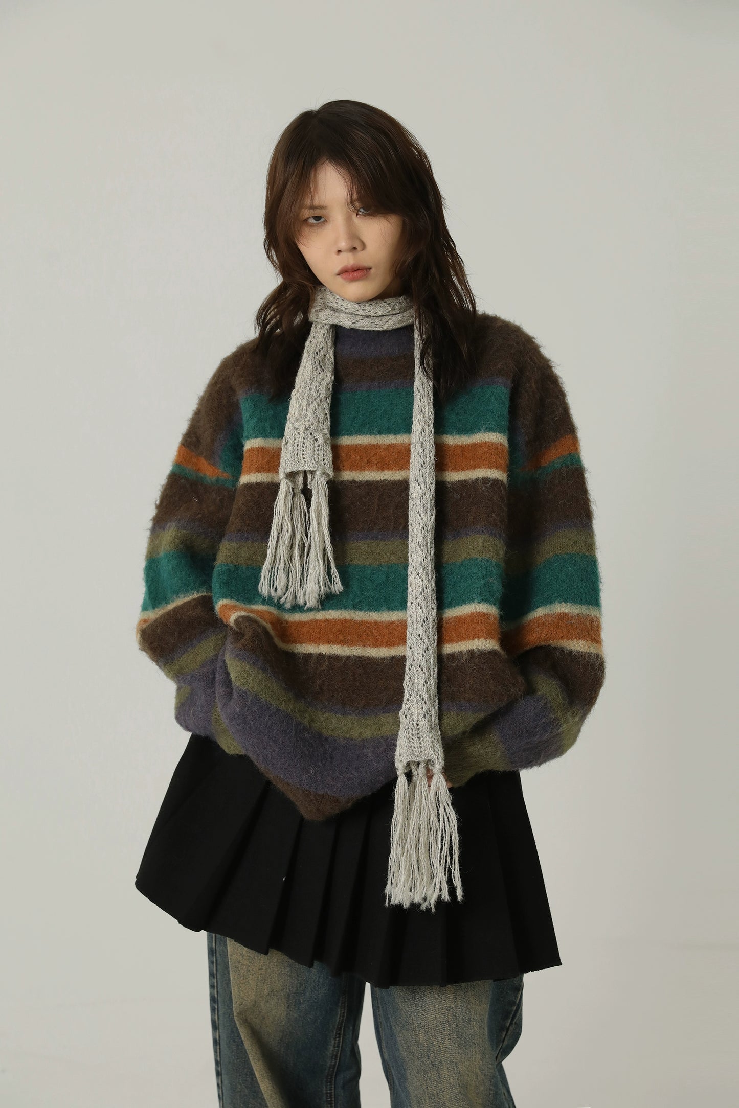 MASONPRINCE Striped Knitted Cardigan Sweater