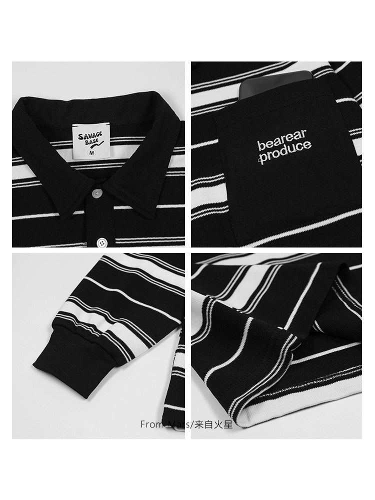BEAREAR PRODUCE Black Collar L/S T-shirt