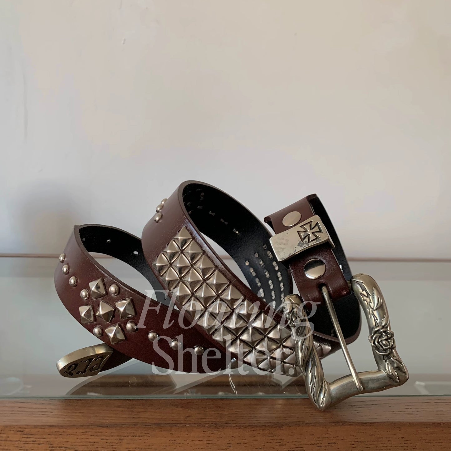 ENFANT RICHE DEPRIME Rose Carved Punk Rock Tanned Belt