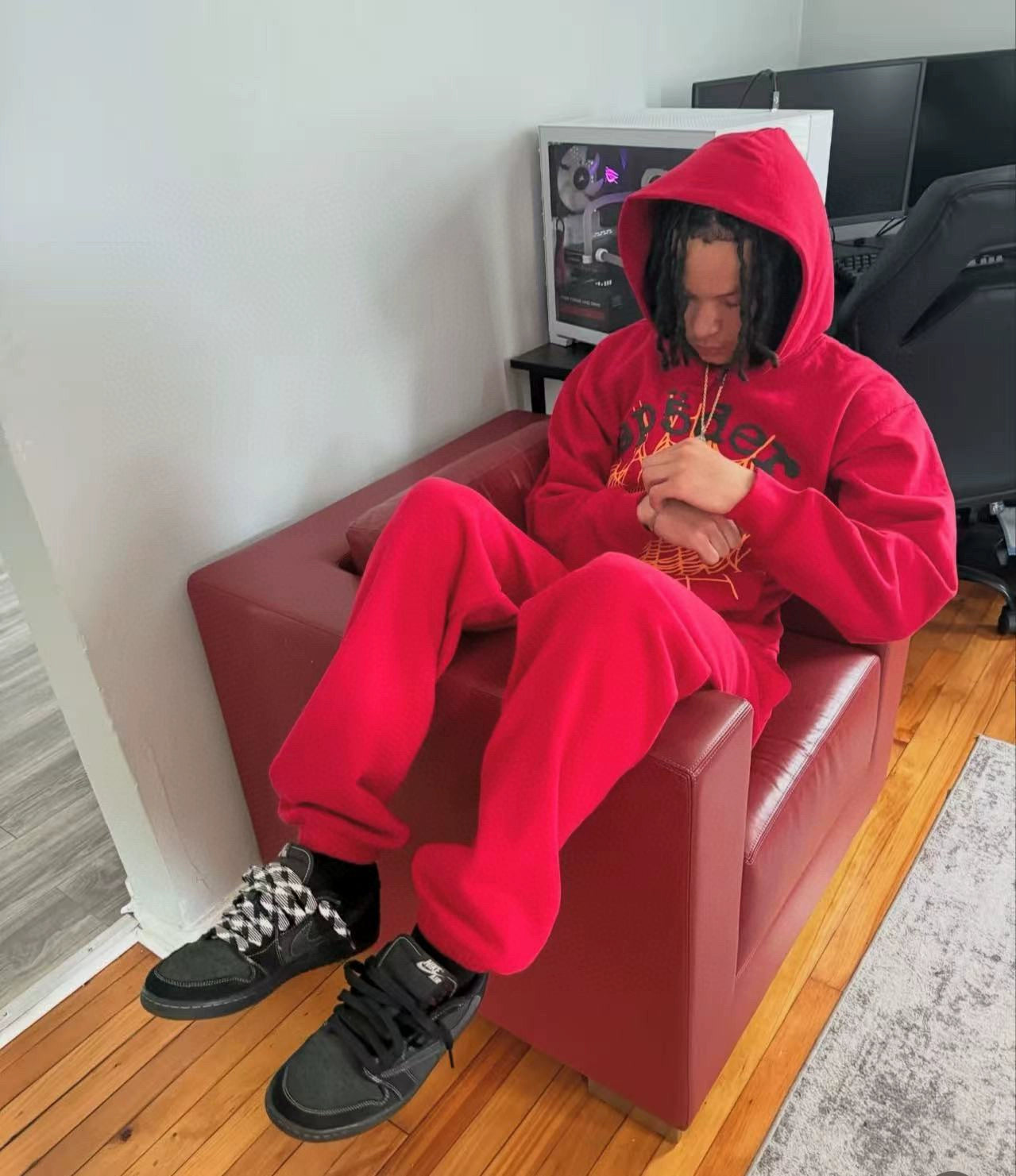 Sp5der Orange Mesh Tracksuit