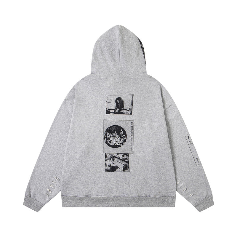 ENFANT RICHE DEPRIME ASSEMBLAGE ZIP HOODIE HEATHER GREY