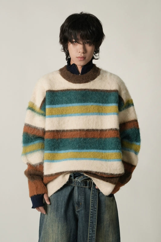 MASONPRINCE Striped  Knitted Sweater [Apricot]