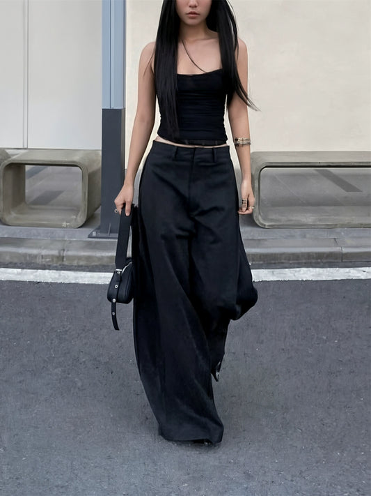 BLACK FORMAL CUTLASH LOOSE PANT