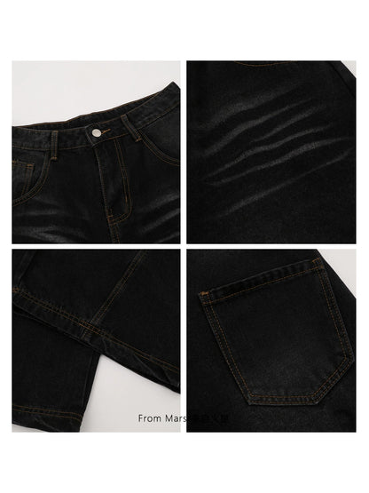 Scimitar Wide-leg Jeans [Washed Black]