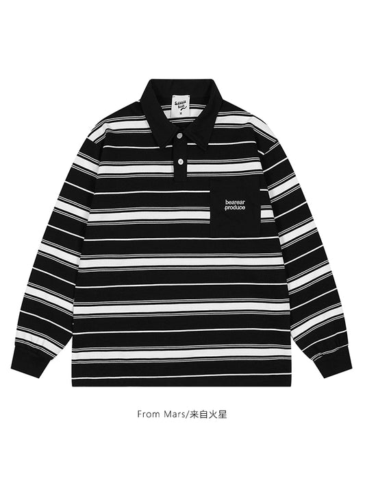 BEAREAR PRODUCE Black Collar L/S T-shirt