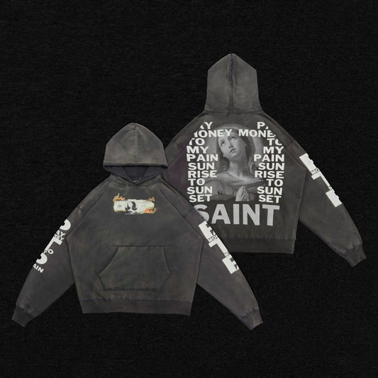 SAINT MICHEAL PTP BURNING MONEY HOODIE