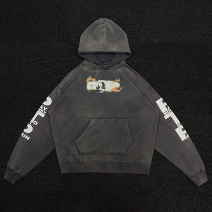 SAINT MICHEAL PTP BURNING MONEY HOODIE