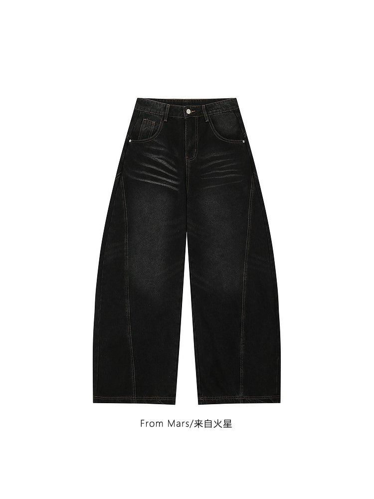 Scimitar Wide-leg Jeans [Washed Black]