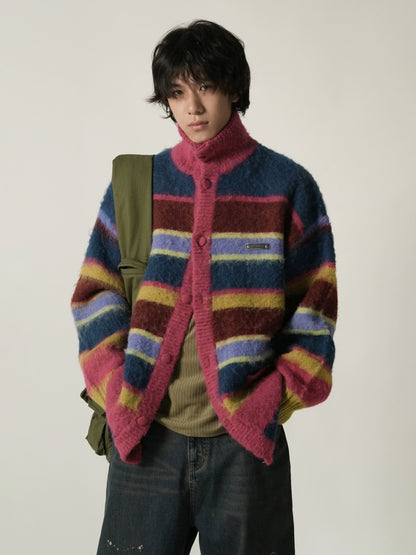 MASONPRINCE Striped  Knitted Cardigan Sweater