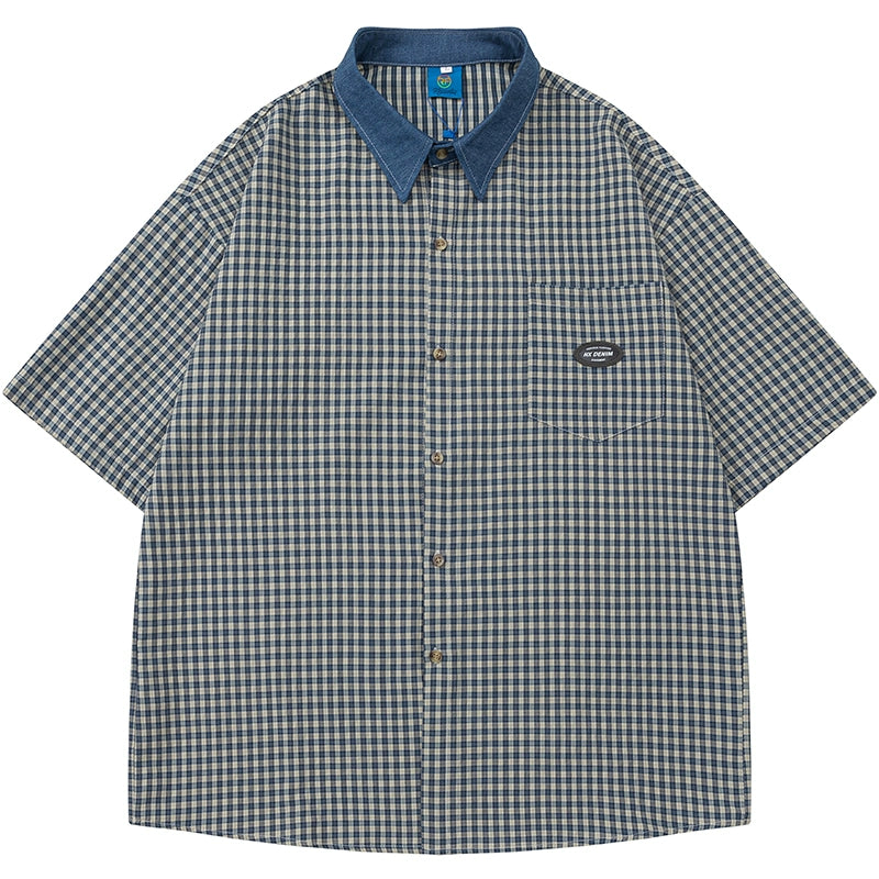 NUBI 'Scrum' Denim collar short-sleeved shirt
