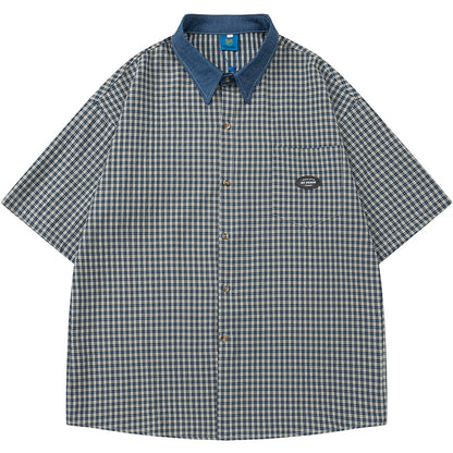 NUBI 'Scrum' Denim collar short-sleeved shirt