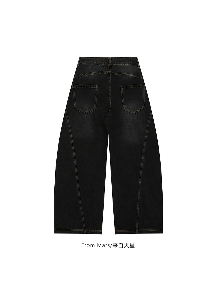 Scimitar Wide-leg Jeans [Washed Black]