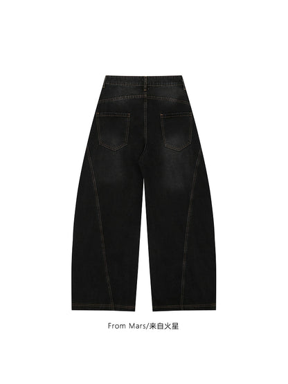 Scimitar Wide-leg Jeans [Washed Black]