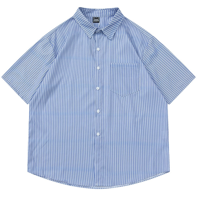 NUBI 'Yonsei' Vertical stripe S/S Shirt