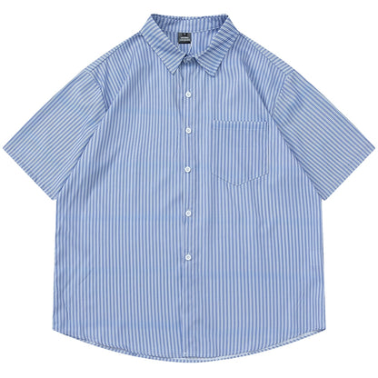 NUBI 'Yonsei' Vertical stripe S/S Shirt