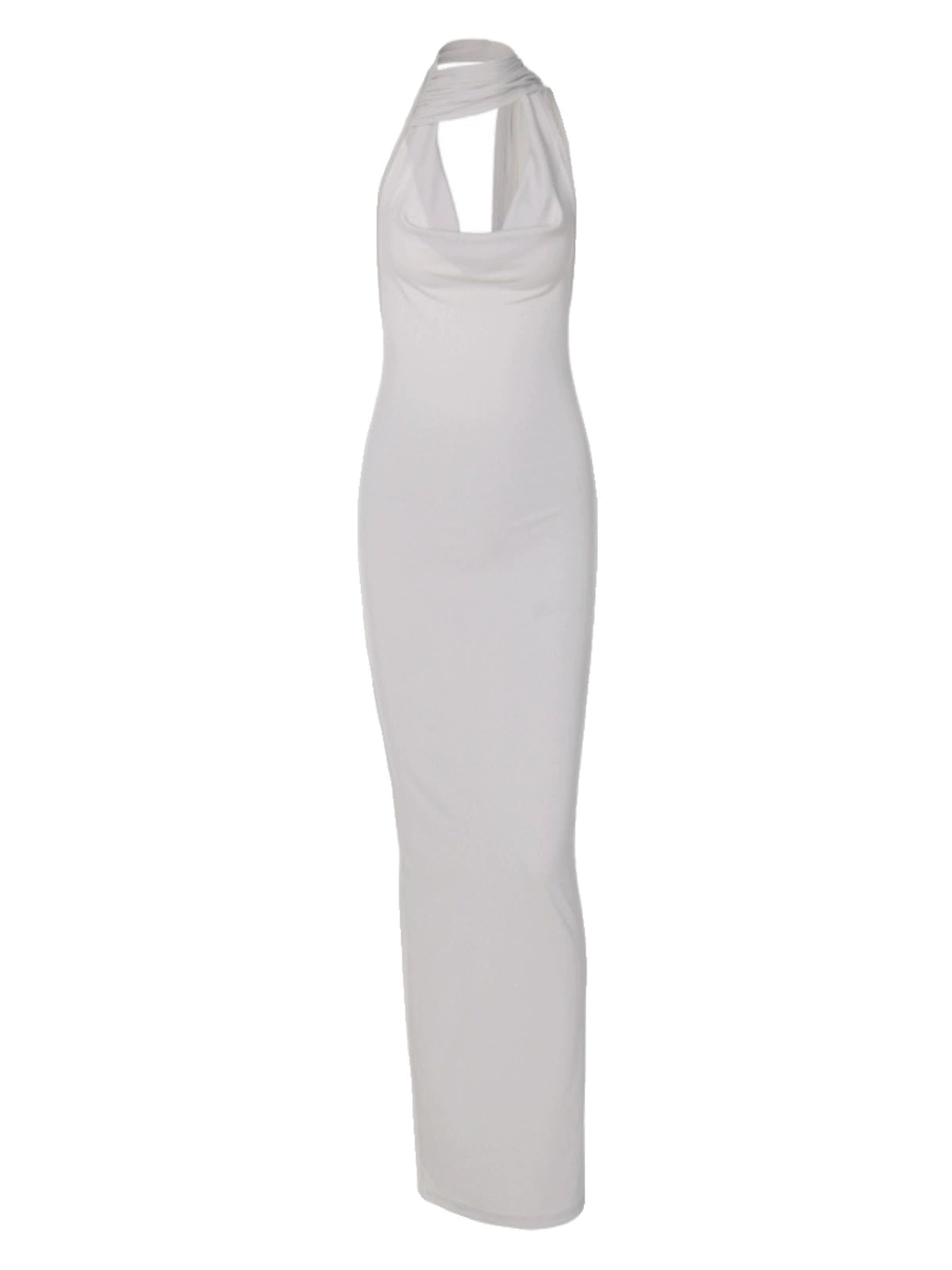 Bad Intentions Halter Scarf Neck Plain Slit Maxi Sheath Dress