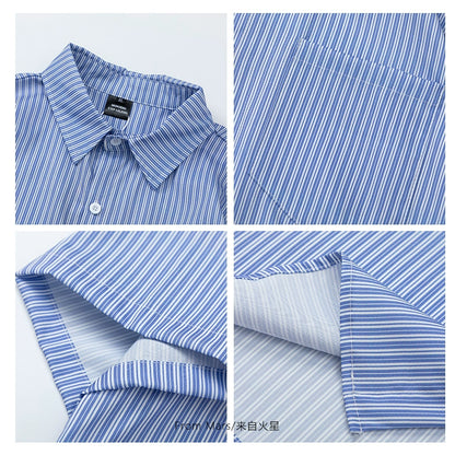 NUBI 'Yonsei' Vertical stripe S/S Shirt