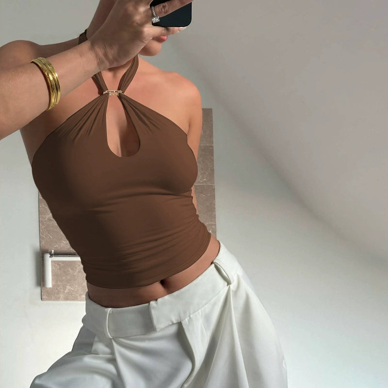 Beebe Knot-Front Halter Neck