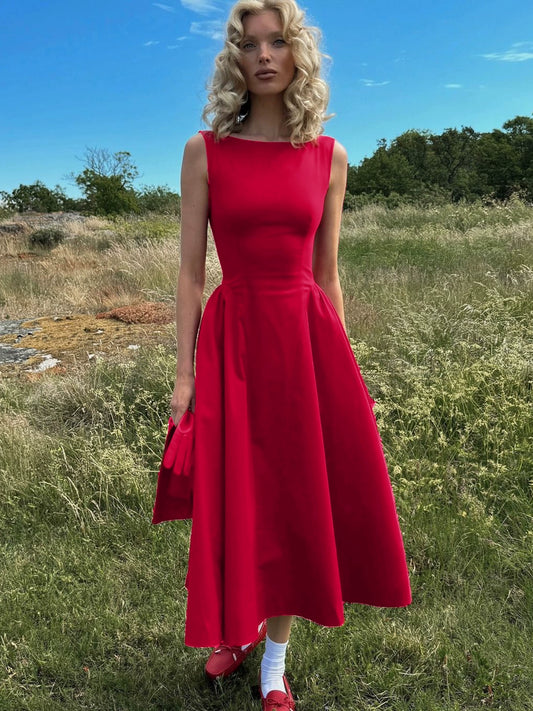 Hepburn Sleeveless Temperament Waist Slim Dress