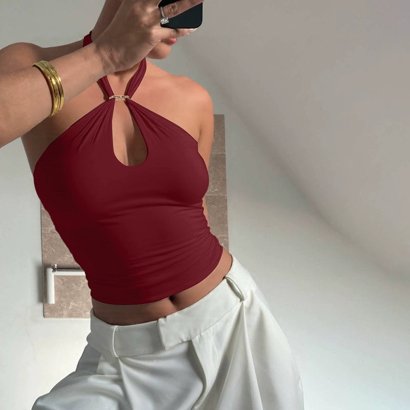 Beebe Knot-Front Halter Neck