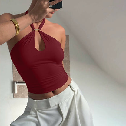 Beebe Knot-Front Halter Neck