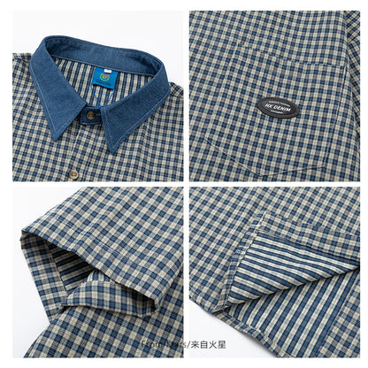 NUBI 'Scrum' Denim collar short-sleeved shirt