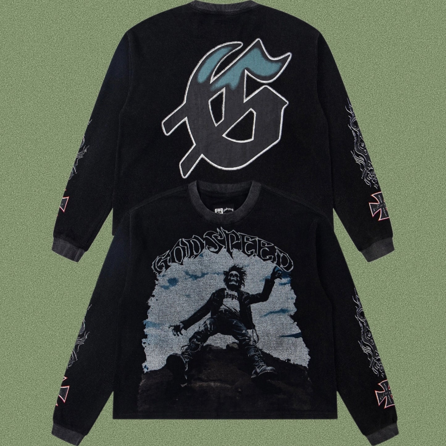 Godspeed Classic Skull Print West Coast Long Sleeve T-Shirt