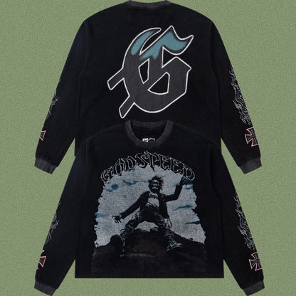Godspeed Classic Skull Print West Coast Long Sleeve T-Shirt