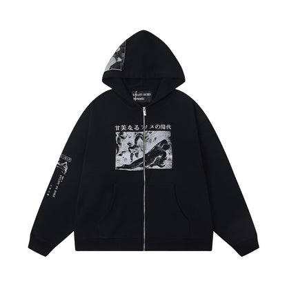 ENFANT RICHE DEPRIME ASSEMBLAGE ZIP HOODIE HEATHER GREY