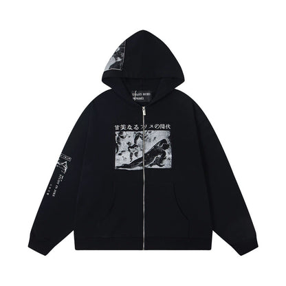 ENFANT RICHE DEPRIME ASSEMBLAGE ZIP HOODIE HEATHER GREY