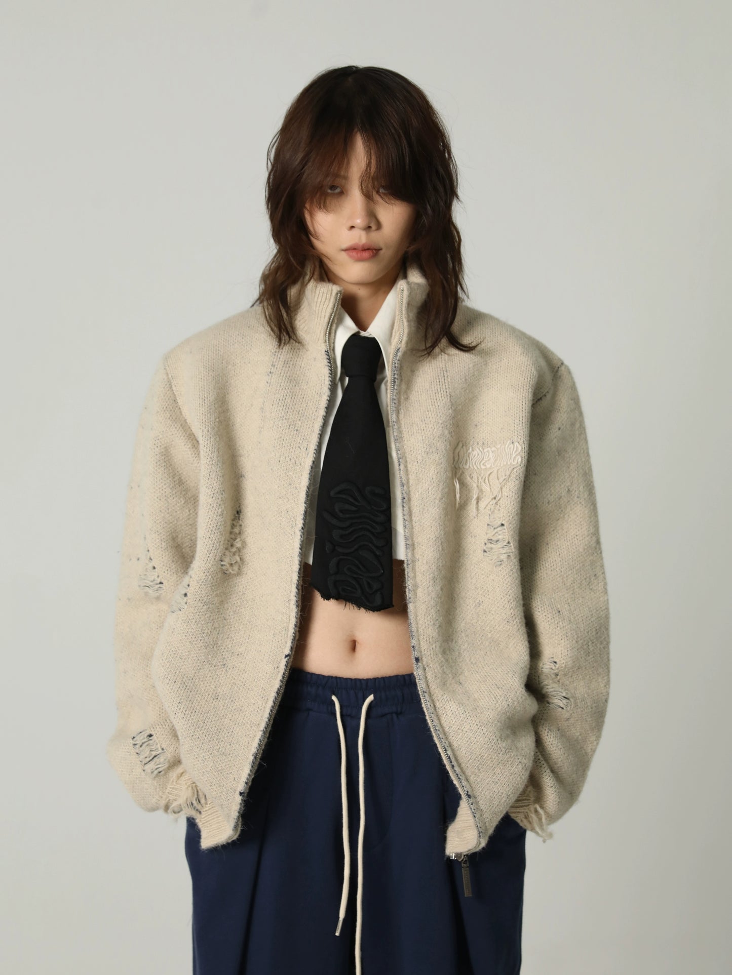MAISONPRINCE Merino wool Zippered Cardigan Sweater
