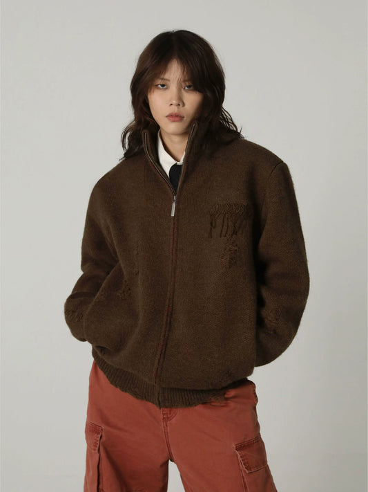 MAISONPRINCE Merino wool Zippered Cardigan Sweater
