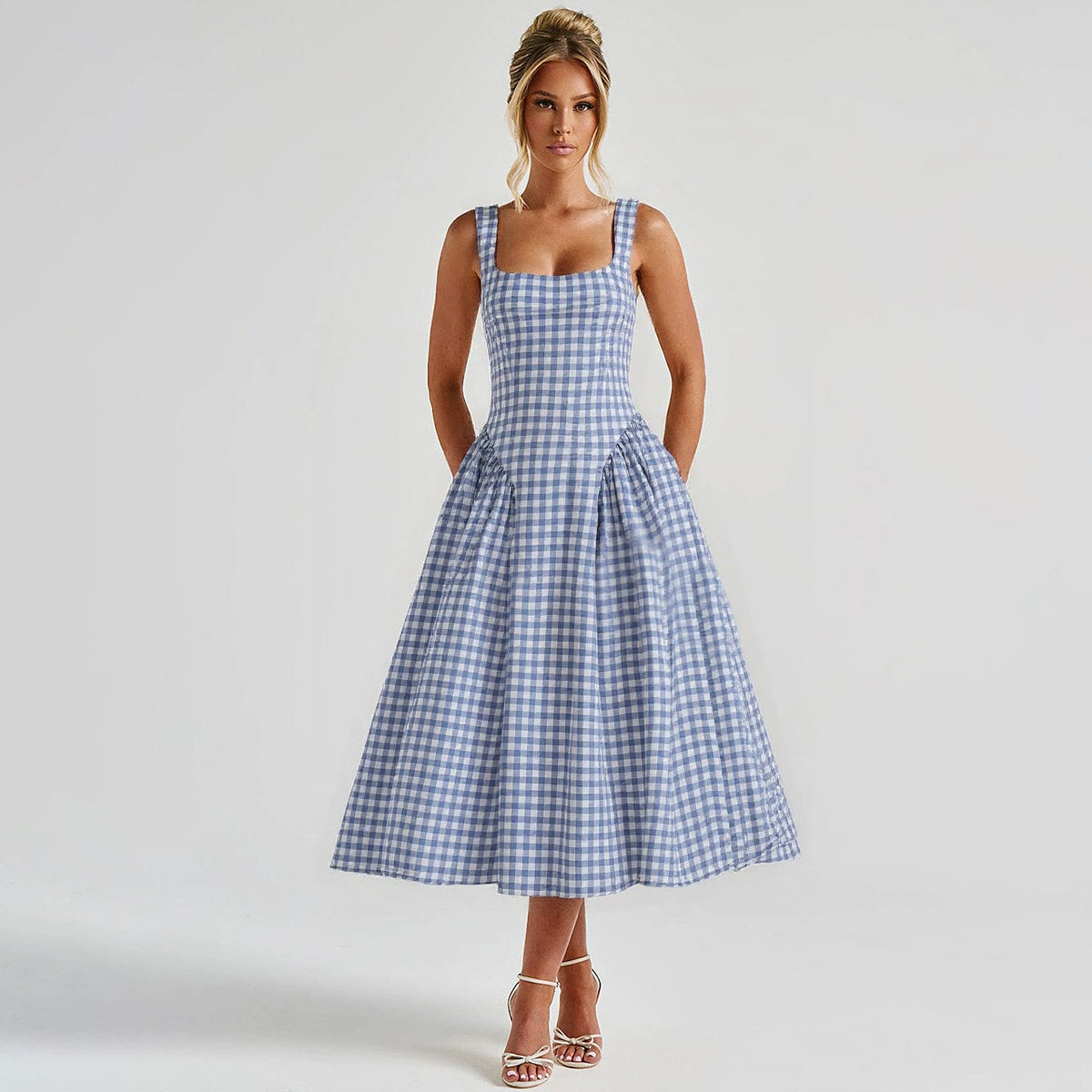 The Hiso Neck Suspender Waist Slimming A-line Long Dress