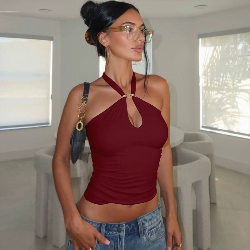 Beebe Knot-Front Halter Neck