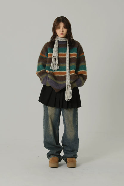 MASONPRINCE Striped  Knitted Cardigan Sweater