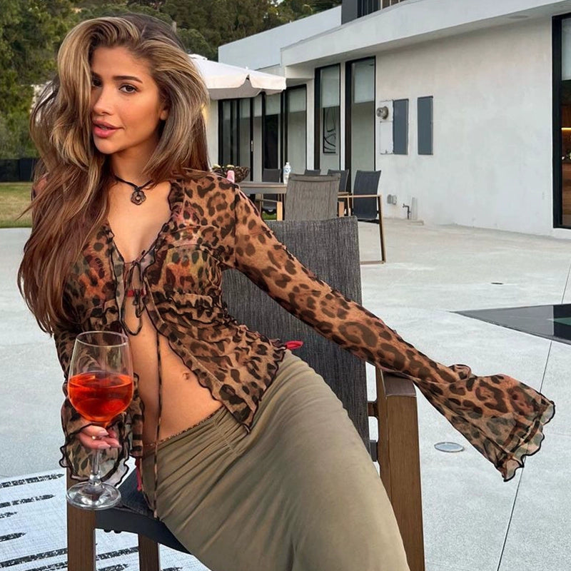 Gupta Sexy See Through Sheer Mesh Shirt
