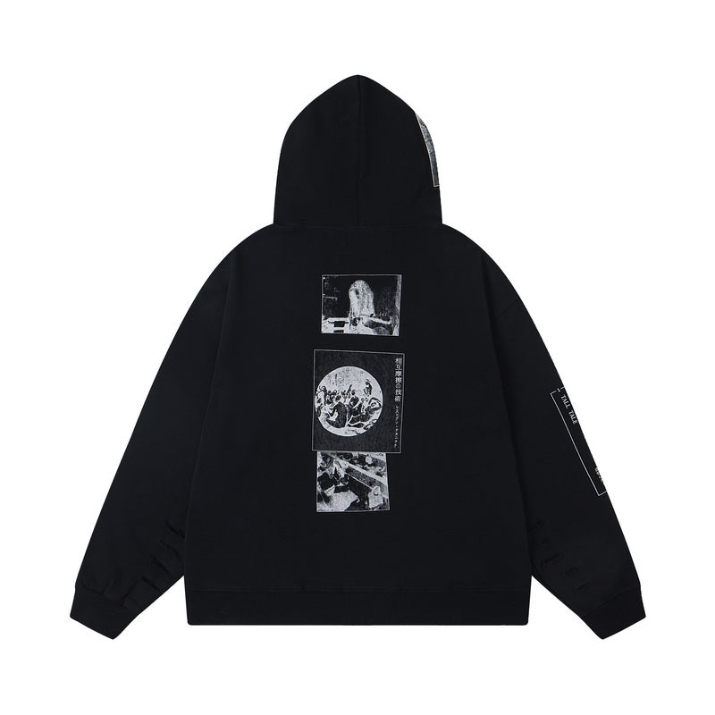 ENFANT RICHE DEPRIME ASSEMBLAGE ZIP HOODIE HEATHER GREY
