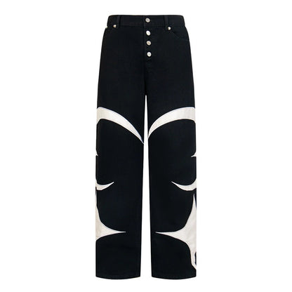 THUG CLUB  Leather Black Denim Pants