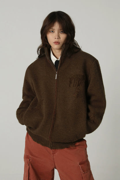 MAISONPRINCE Merino wool Zippered Cardigan Sweater